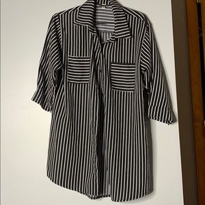 Black and white striped button up shirt